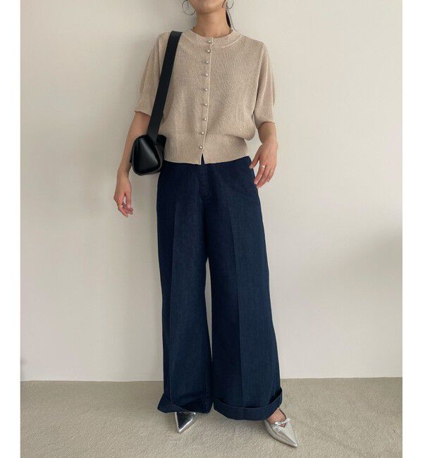 VIS「【WEB限定】多釦ハーフスリーブサマーニットカーディガン」|カーディガン|