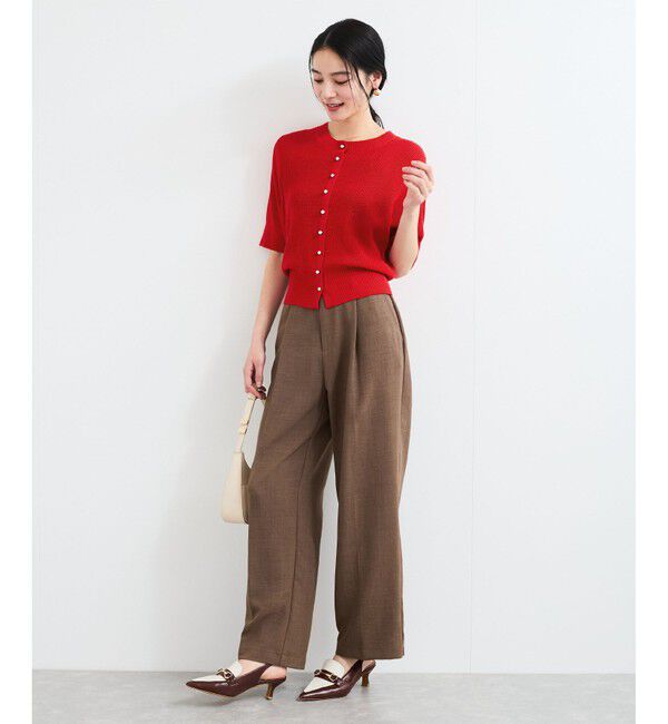 VIS「【WEB限定】多釦ハーフスリーブサマーニットカーディガン」|カーディガン|