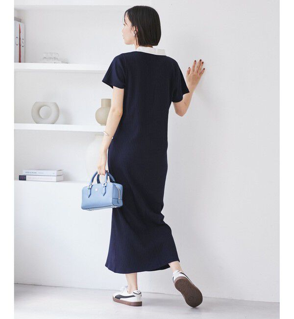 VIS「ポロ衿ランダムリブワンピース」|ワンピース|