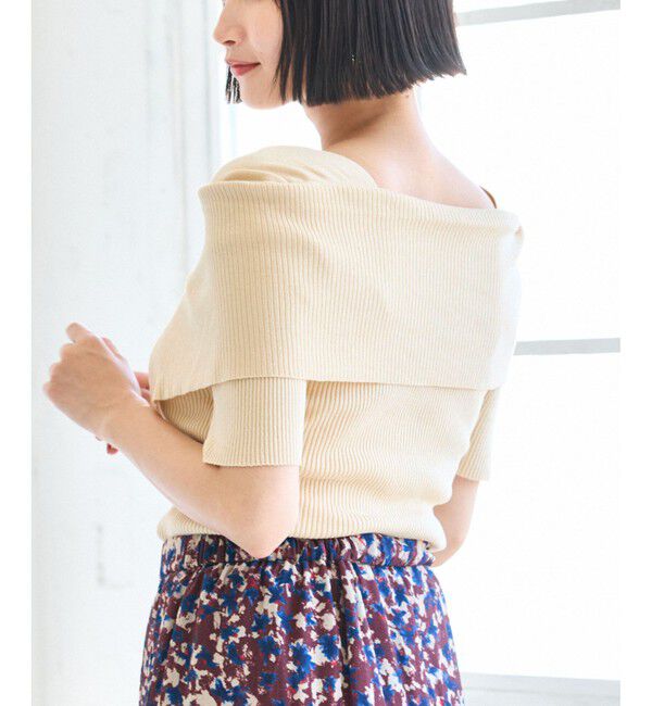 VIS「ビックカラーオフショルハーフスリーブニット」|ニット・セーター|