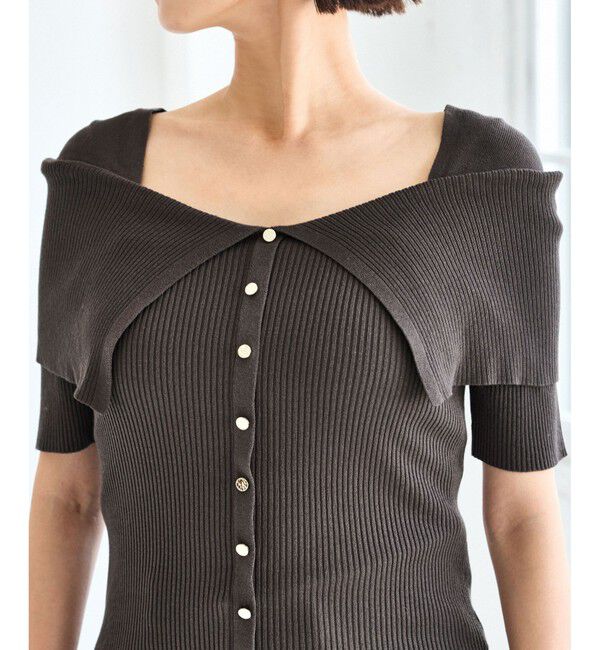 VIS「ビックカラーオフショルハーフスリーブニット」|ニット・セーター|