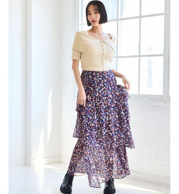 VIS「ビックカラーオフショルハーフスリーブニット」|ニット・セーター|