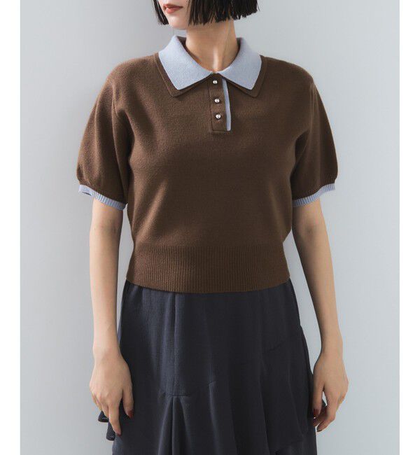 VIS「ダブルカラーポロトップス」|ポロシャツ|