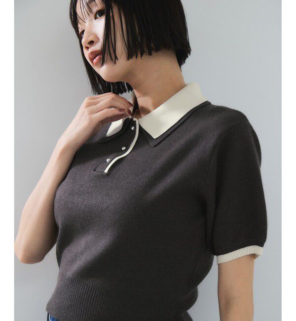 VIS「ダブルカラーポロトップス」|ポロシャツ|