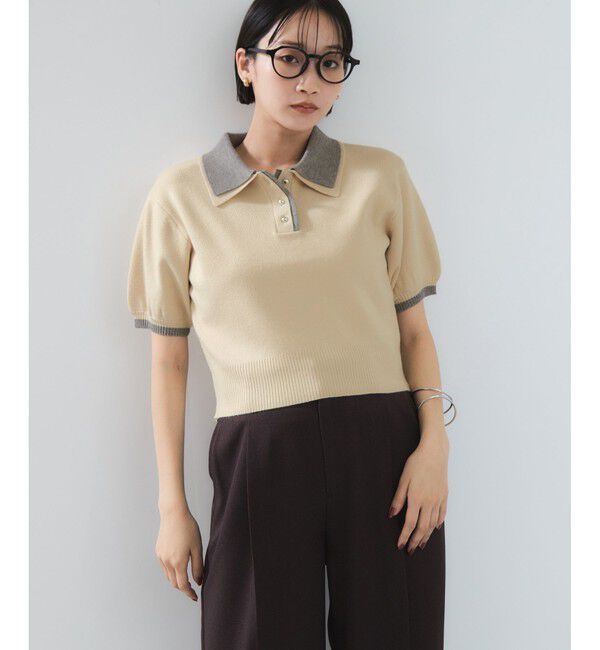 VIS「ダブルカラーポロトップス」|ポロシャツ|