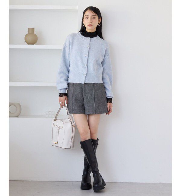 VIS「袖クシュクシュハイネックテレコインナープルオーバー/静電気防止・イージーケア」|Tシャツ・カットソー|