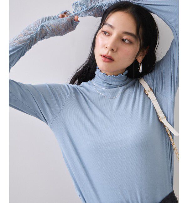 VIS「袖クシュクシュハイネックテレコインナープルオーバー/静電気防止・イージーケア」|Tシャツ・カットソー|