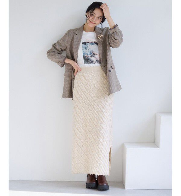 VIS「フリンジニットナロースカート」|スカート|