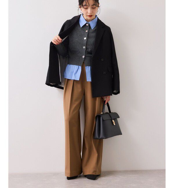 VIS「シャツレイヤード風メタルボタンカーディガン」|カーディガン|