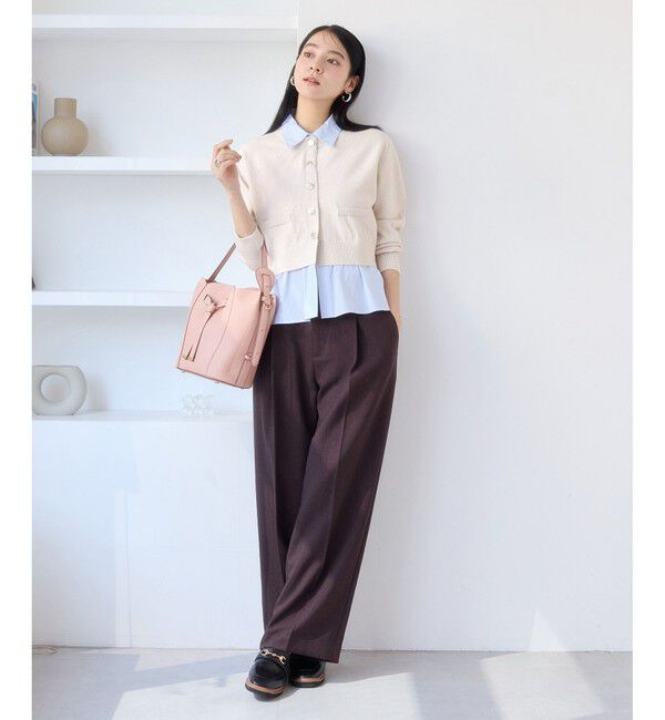 VIS「シャツレイヤード風メタルボタンカーディガン」|カーディガン|