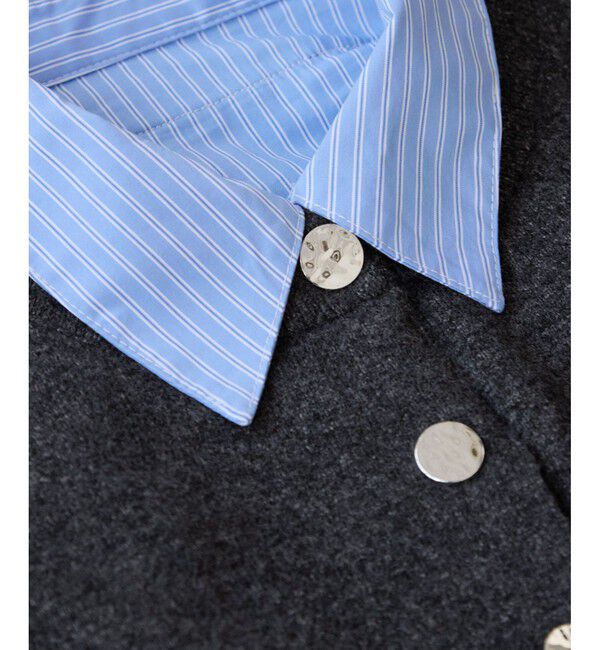 VIS「シャツレイヤード風メタルボタンカーディガン」|カーディガン|