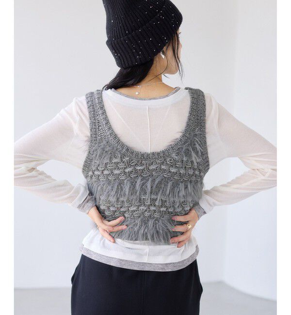 VIS「フェザーツイードニットビスチェ/2WAY」|ベスト・ジレ|