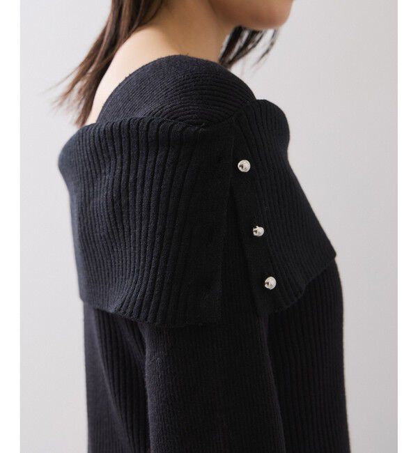 VIS「アシメオフショルリブニット美シルエットワンピース/着丈が選べる」|ワンピース|