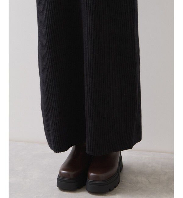 VIS「アシメオフショルリブニット美シルエットワンピース/着丈が選べる」|ワンピース|