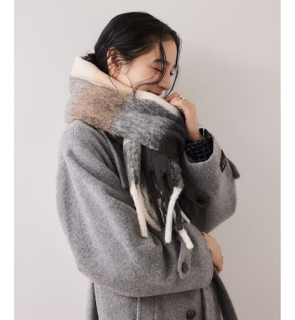 VIS「ふわふわフリンジチェックマフラー/静電気防止」|マフラー|