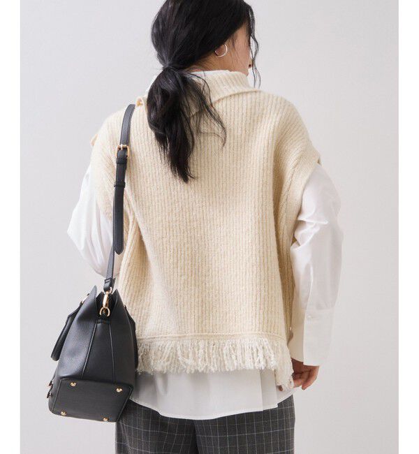 VIS「ボタンデザインポンチョベスト」|ベスト・ジレ|