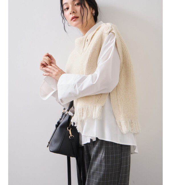 VIS「ボタンデザインポンチョベスト」|ベスト・ジレ|