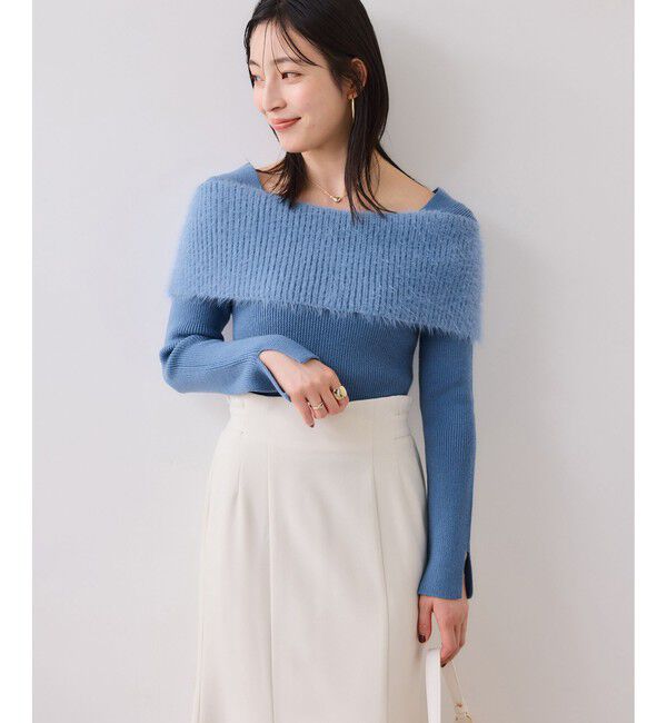 VIS「フェザーヤーンオフショルもちもちリブニット/イージーケア」|ニット・セーター|
