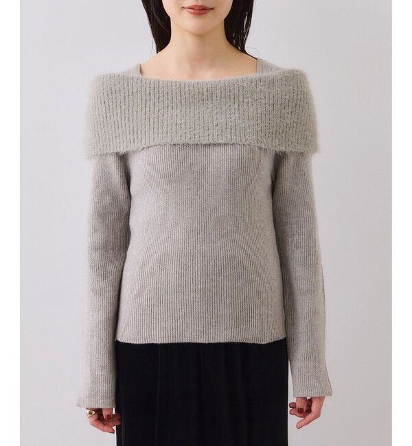 VIS「フェザーヤーンオフショルもちもちリブニット/イージーケア」|ニット・セーター|