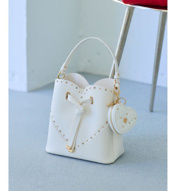 VIS「ラインストーン＆スタッズハートカットバッグ」|ショルダー・メッセンジャー|