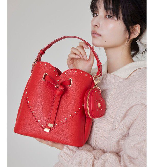 VIS「ラインストーン＆スタッズハートカットバッグ」|ショルダー・メッセンジャー|