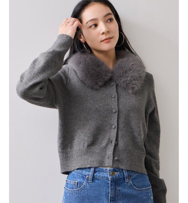 VIS「衿ファー取り外しカーディガン」|カーディガン|