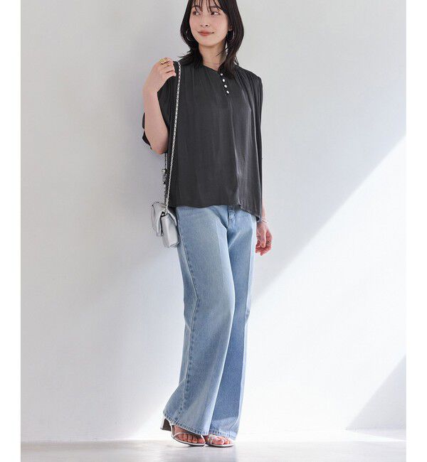 VIS「エアリーサテンハーフスリーブブラウス/イージーケア」|シャツ・ブラウス|