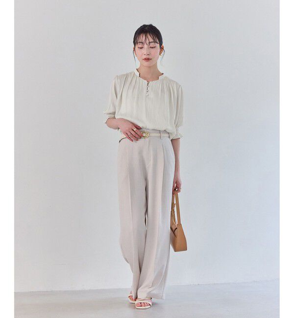 VIS「エアリーサテンハーフスリーブブラウス/イージーケア」|シャツ・ブラウス|