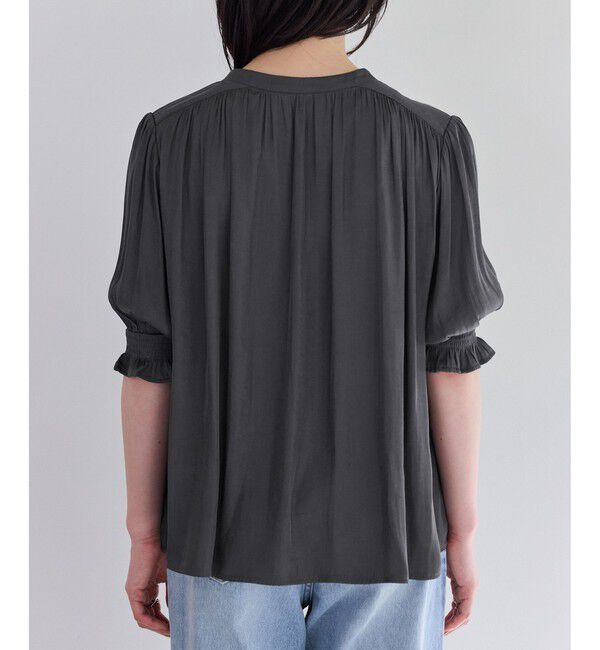 VIS「エアリーサテンハーフスリーブブラウス/イージーケア」|シャツ・ブラウス|