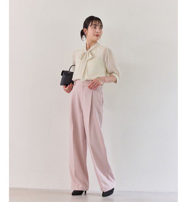 VIS「ラメ楊柳ボウタイブラウス」|シャツ・ブラウス|