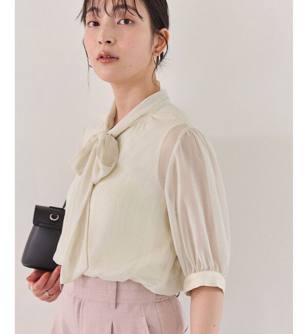 VIS「ラメ楊柳ボウタイブラウス」|シャツ・ブラウス|