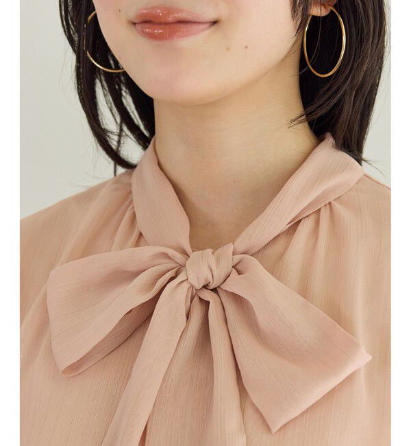 VIS「ラメ楊柳ボウタイブラウス」|シャツ・ブラウス|