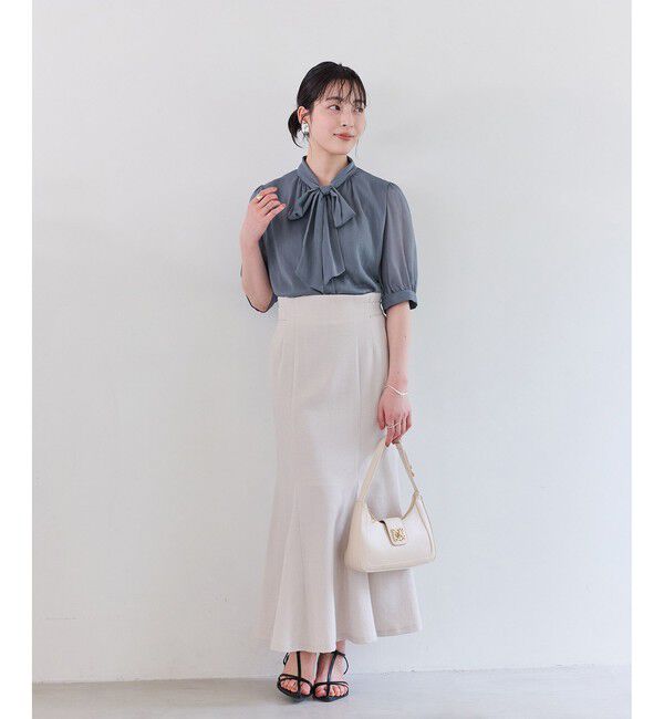 VIS「ラメ楊柳ボウタイブラウス」|シャツ・ブラウス|