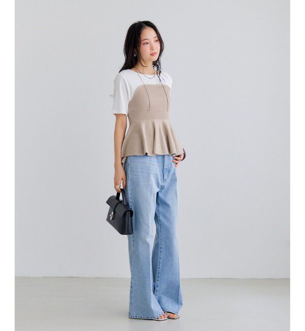 VIS「ペプラムサマーニットドッキングカットソー/イージーケア」|Tシャツ・カットソー|