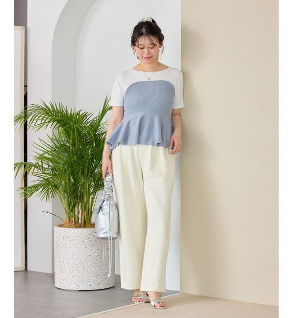 VIS「ペプラムサマーニットドッキングカットソー/イージーケア」|Tシャツ・カットソー|