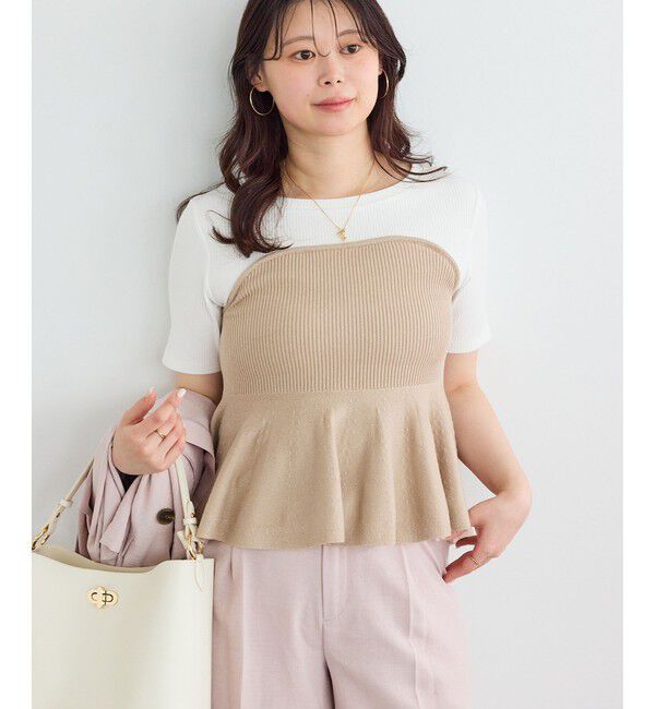 VIS「ペプラムサマーニットドッキングカットソー/イージーケア」|Tシャツ・カットソー|