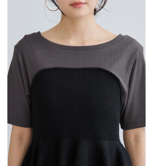 VIS「ペプラムサマーニットドッキングカットソー/イージーケア」|Tシャツ・カットソー|