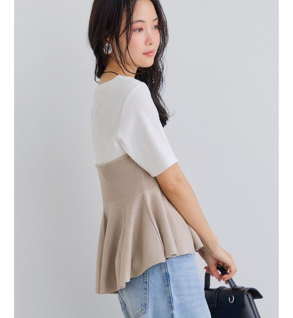 VIS「ペプラムサマーニットドッキングカットソー/イージーケア」|Tシャツ・カットソー|