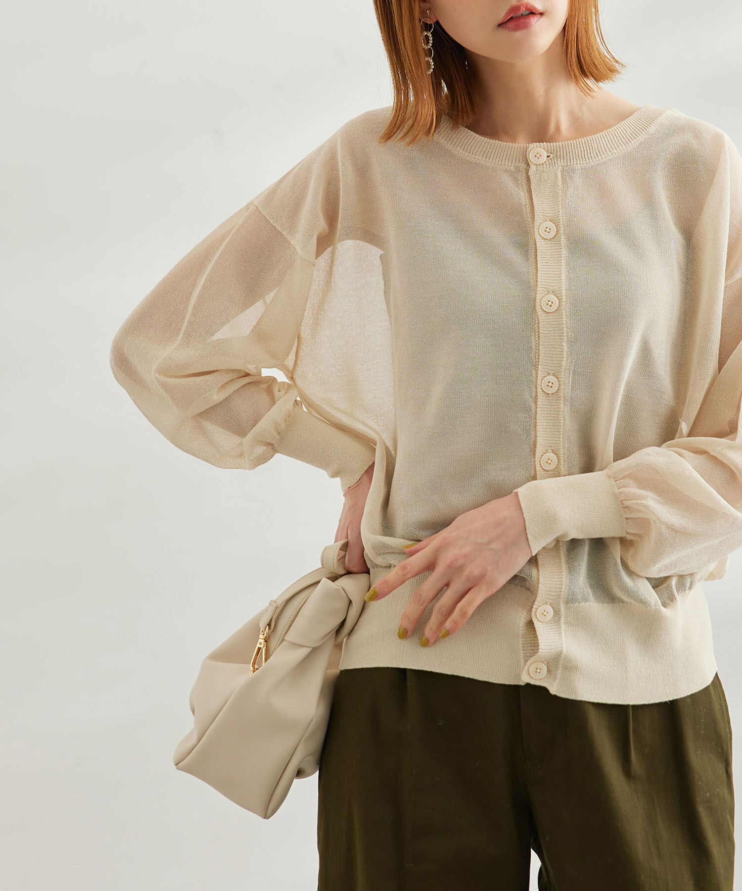 Rope&rsquo;Picnic「【WEB限定カラー:ピンク】2WAY/シアーカーディガン」|カーディガン|ベージュ(27)