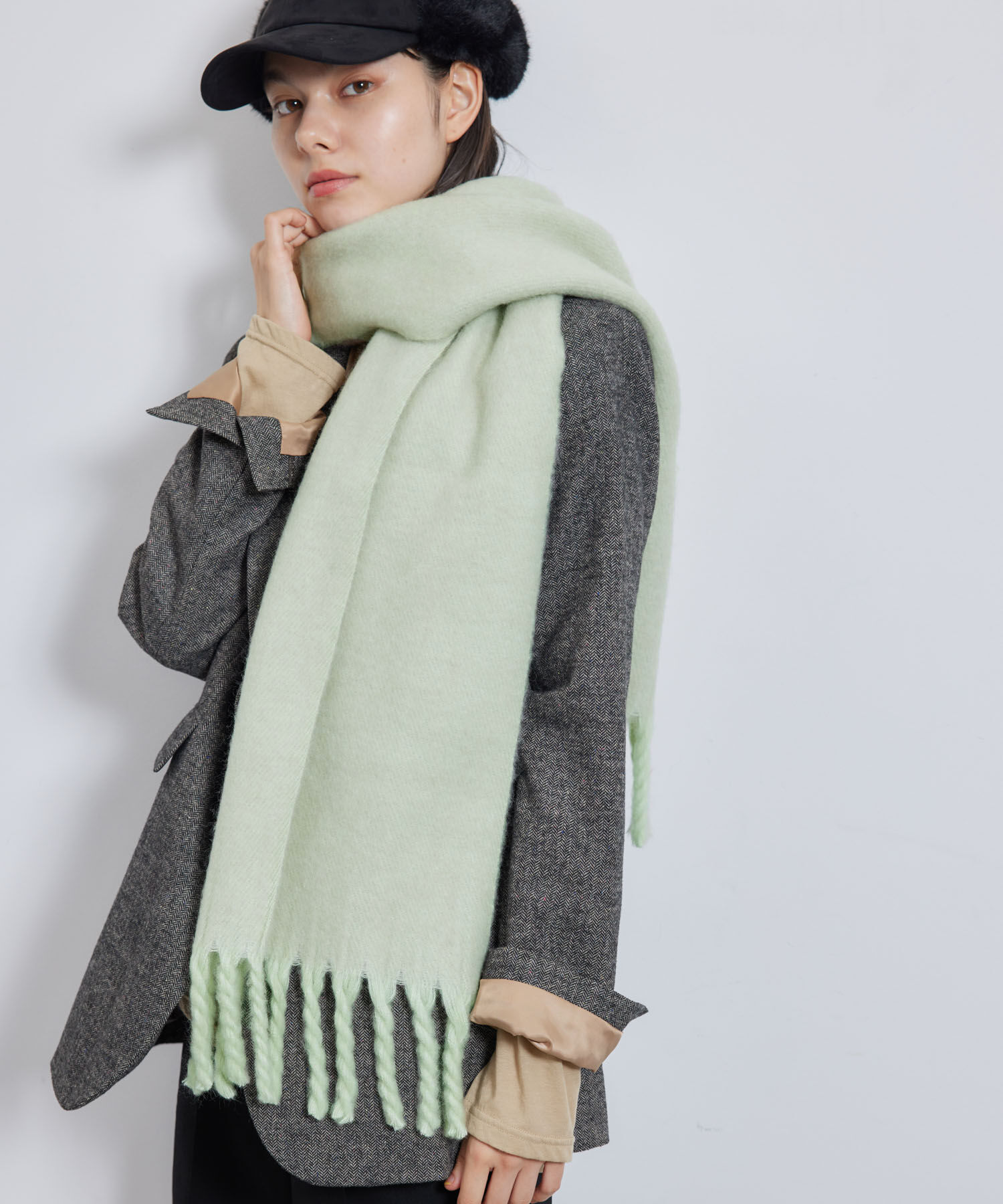 ROPE PICNIC PASSAGE「ミックスヤーンバルキーフリンジマフラー」|マフラー|