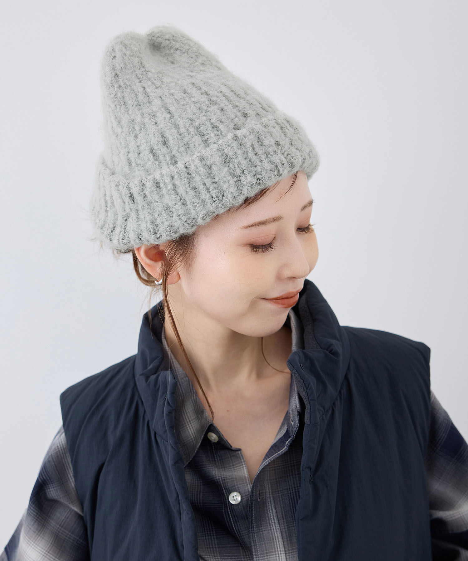 ROPE PICNIC PASSAGE「フラッフィーニットワッチ/リンクコーデ」|ニット帽|グレー(07)