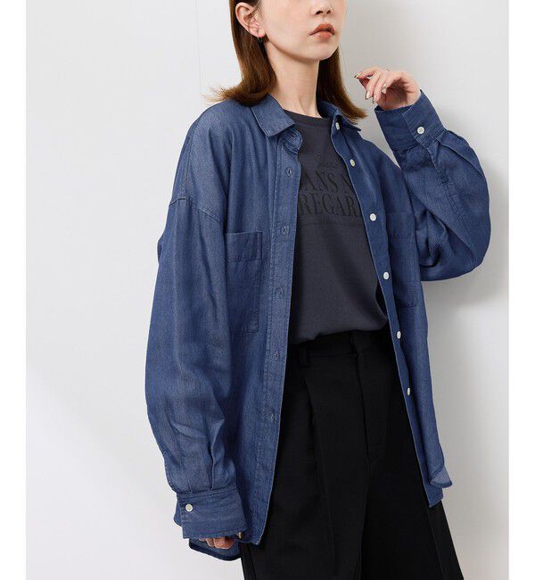 Rope&rsquo;Picnic「シャンブレーデニム調シャツ」|シャツ・ブラウス|ネイビー(40)