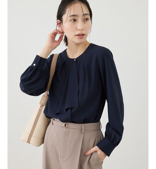 Rope&rsquo;Picnic「【WEB限定サイズ】配色アソートボウタイフウブラウス」|シャツ・ブラウス|ネイビー(40)