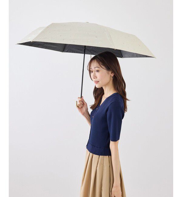 ROPE PICNIC PASSAGE「【Wpc.】遮光ゴールドラインマーガレットmini折りたたみ傘/晴雨兼用・UVカット」|傘|