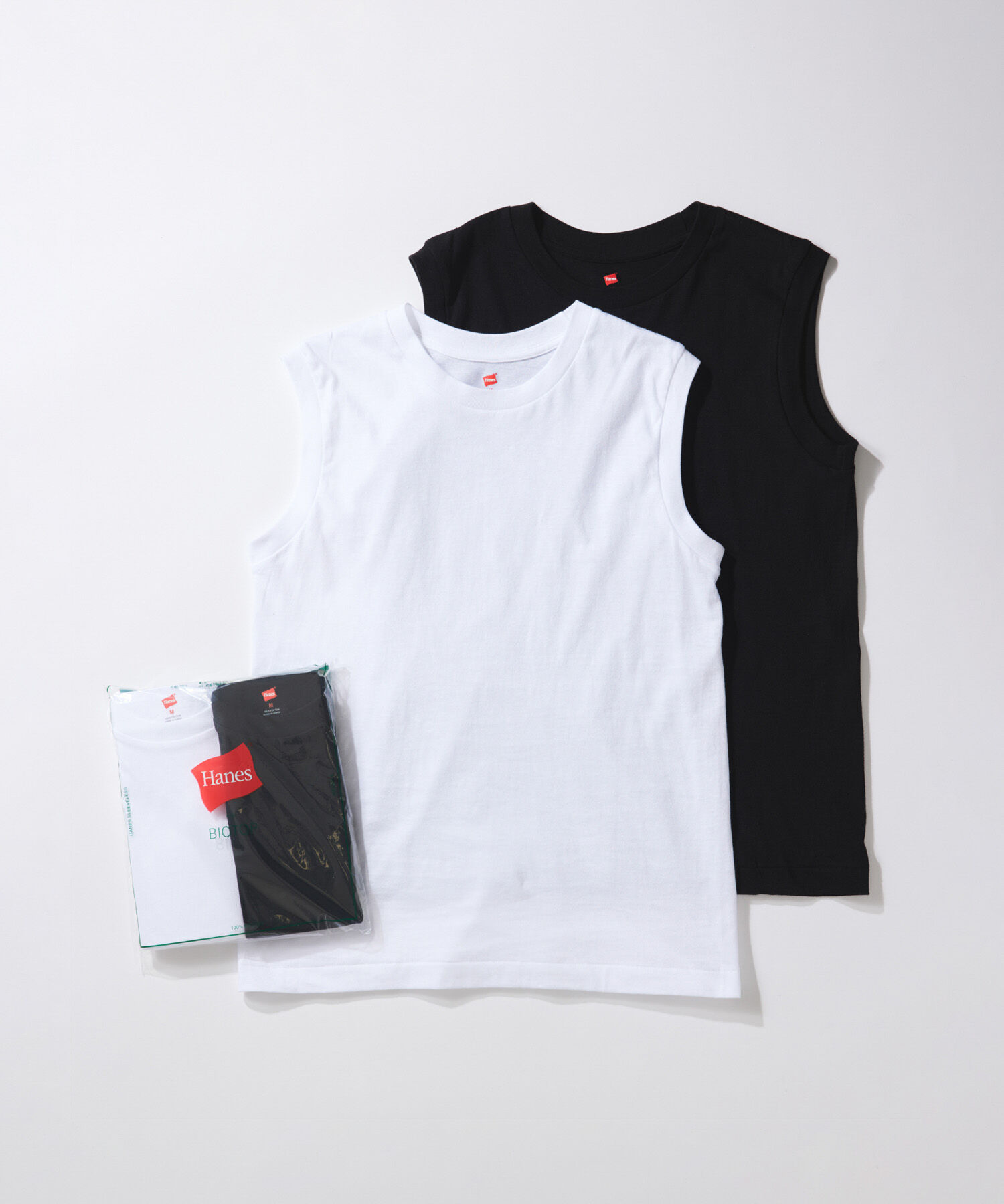 ADAM ET ROPE'「【Hanes for BIOTOP】Sleeveless T-Shirts」|Tシャツ・カットソー|ブラック(01)