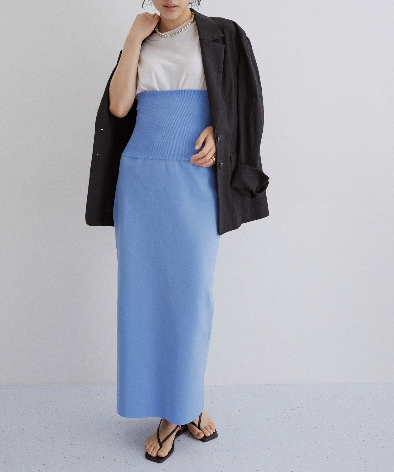 ADAM ET ROPE'「【サステナブル・セットアップ対応】ハイウエストリブニットスカート」|スカート|