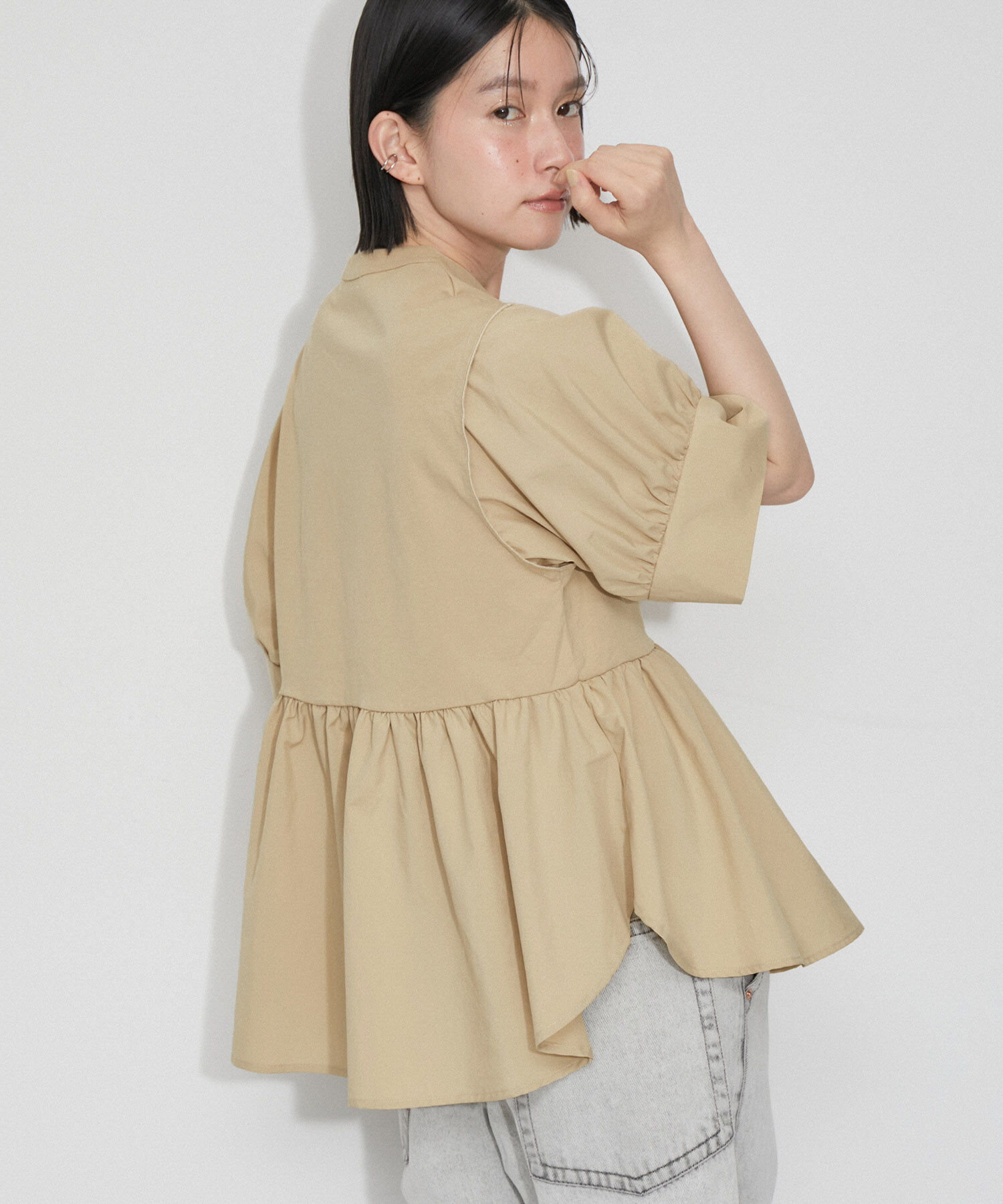 ADAM ET ROPE'「【再入荷・サステナブル・洗える・UVカット】バウンスカフスプルオーバー」|Tシャツ・カットソー|