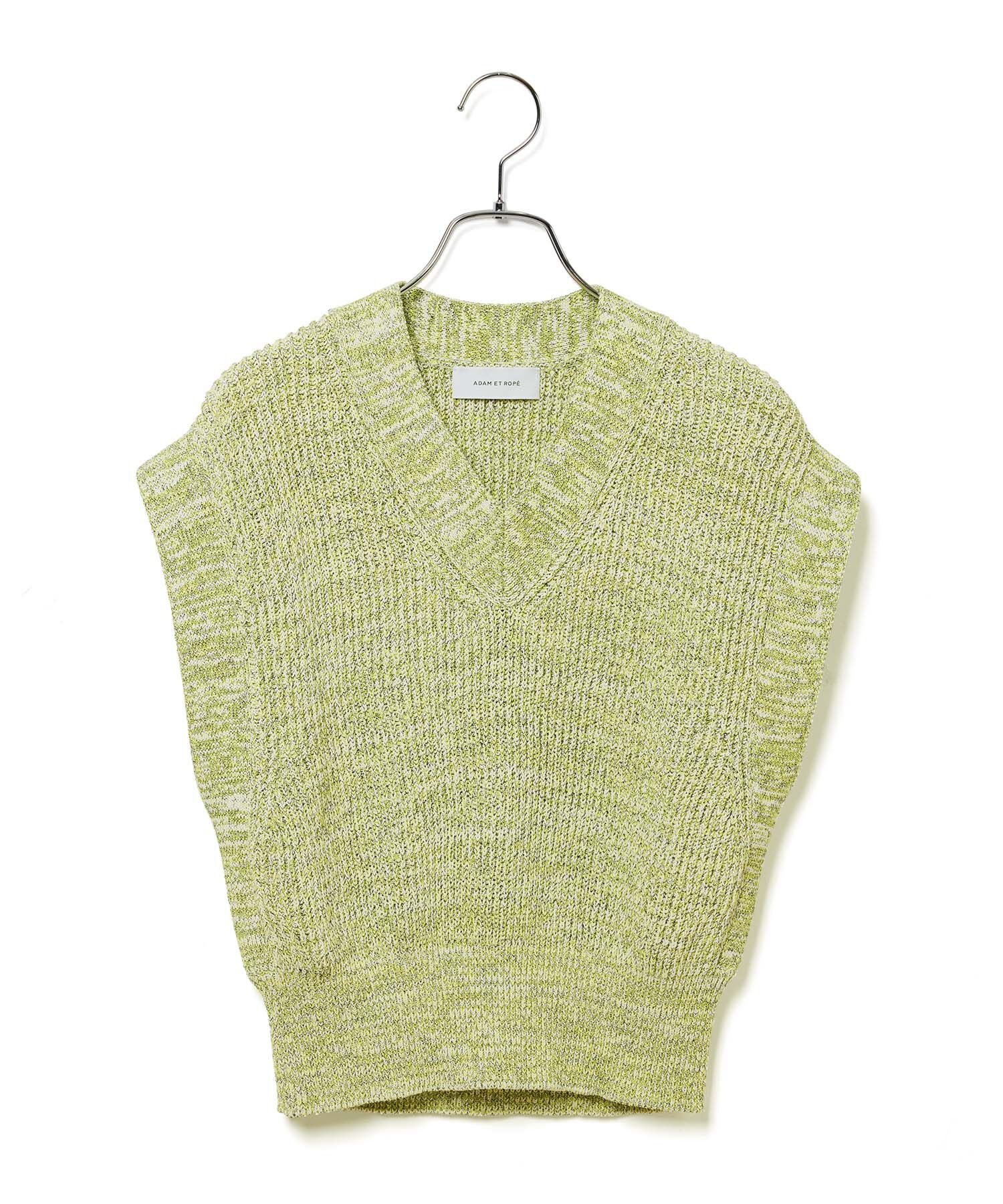 ADAM ET ROPE'「【サステナブル・洗える】ペーパーヤーンミックスニットベスト」|ベスト・ジレ|