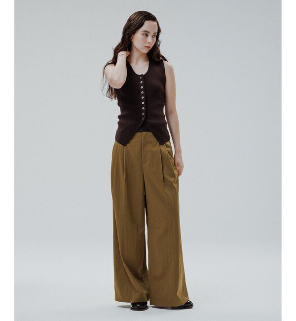 ADAM ET ROPE'「【EMOELLE】バイカラーベルトドレスパンツ」|チノ|