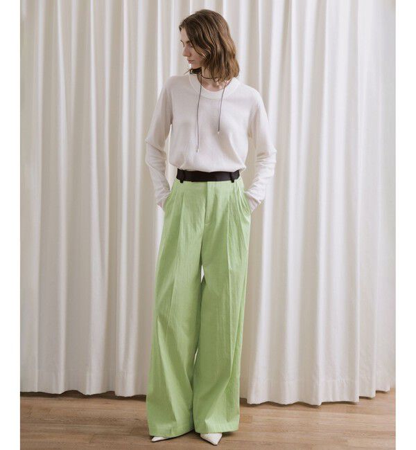 ADAM ET ROPE'「【EMOELLE】バイカラーベルトドレスパンツ」|チノ|